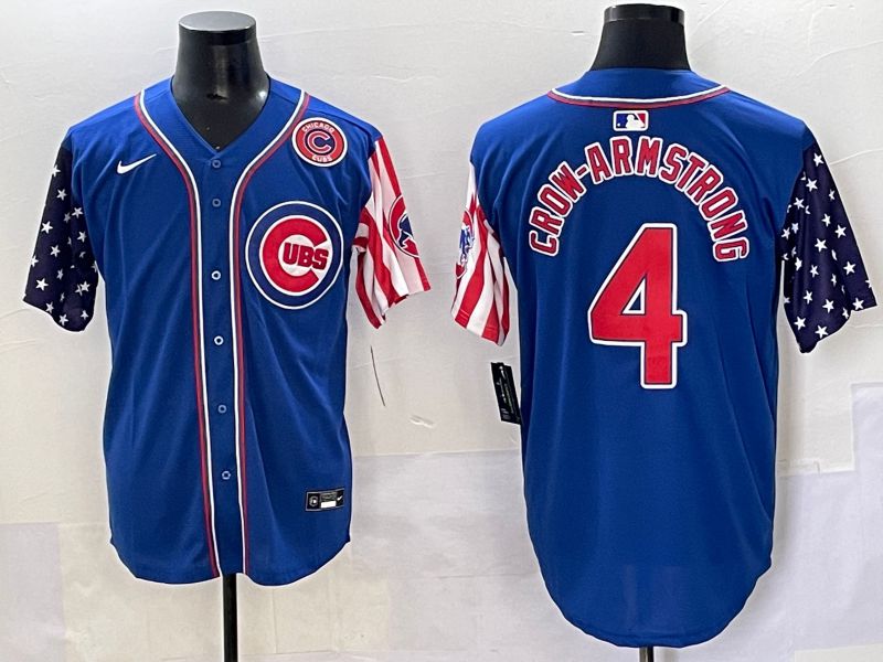 Men 2025 Chicago Cubs #4 Crow-Armstrong Blue a generation of national flags Joint Name Nike MLB Jersey style 5
